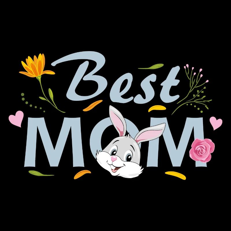 Best MOM. Floral design with rabbit