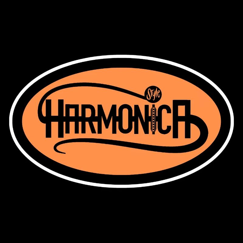 Harmonica Logo Style white edge for harmonica player