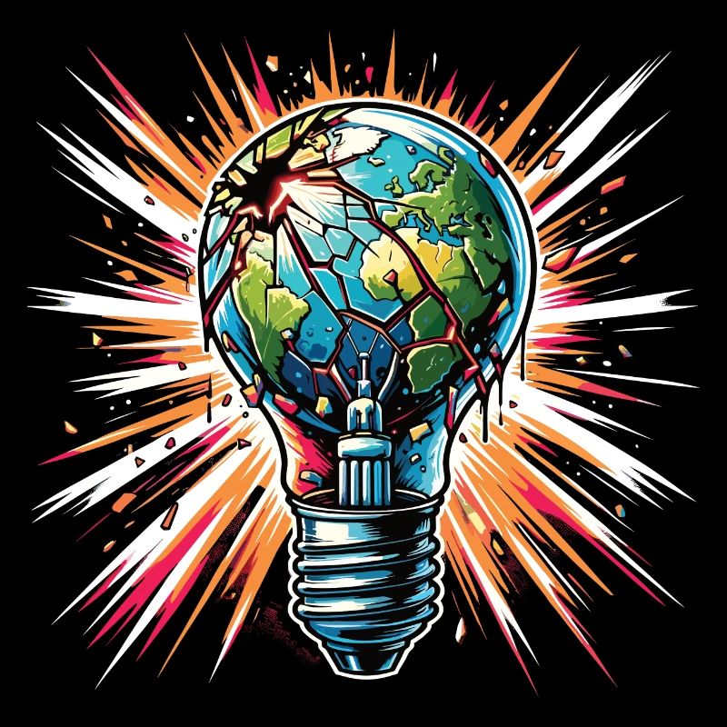 Global Warming Burning Earth in the Light Bulb