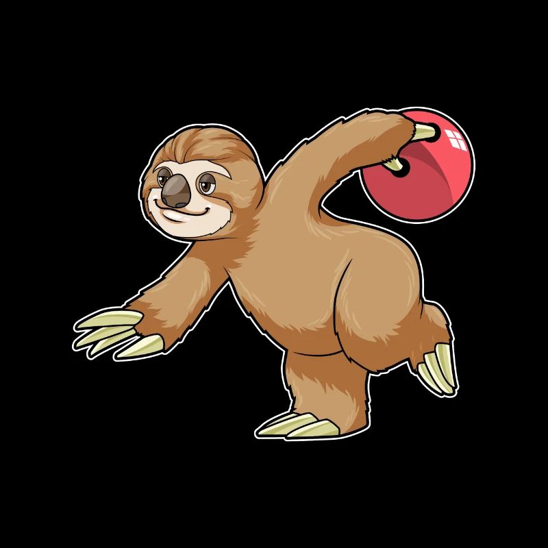 Faultier beim Bowling mit Bowlingkugel