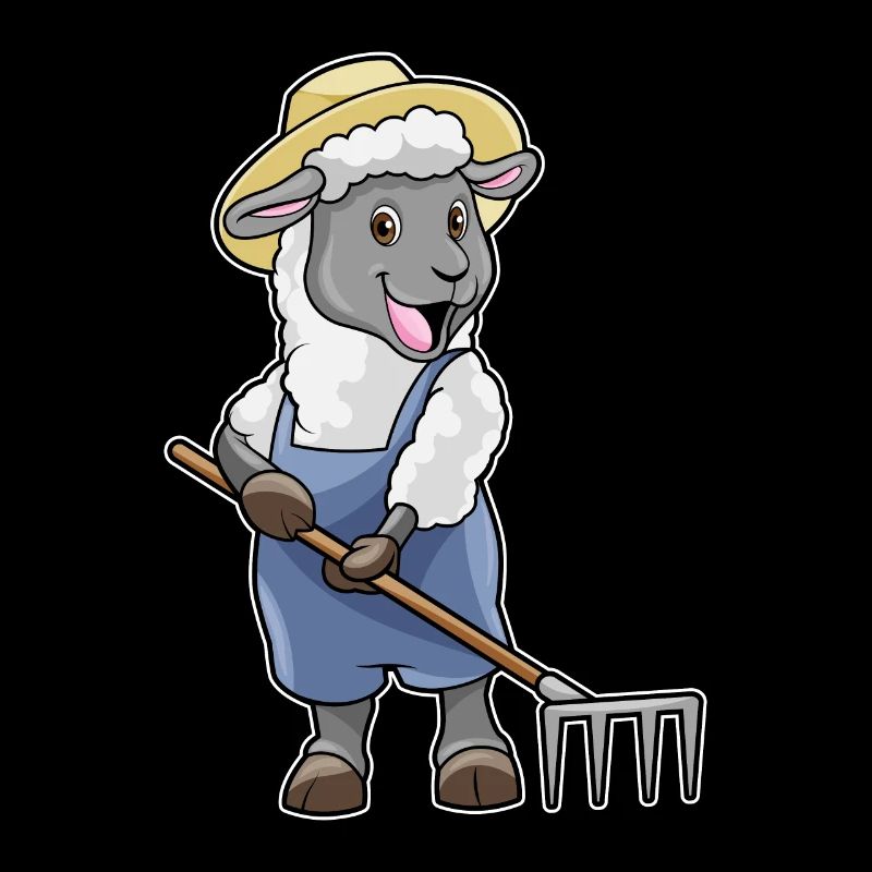 Schaaf as a farmer with rake & hat