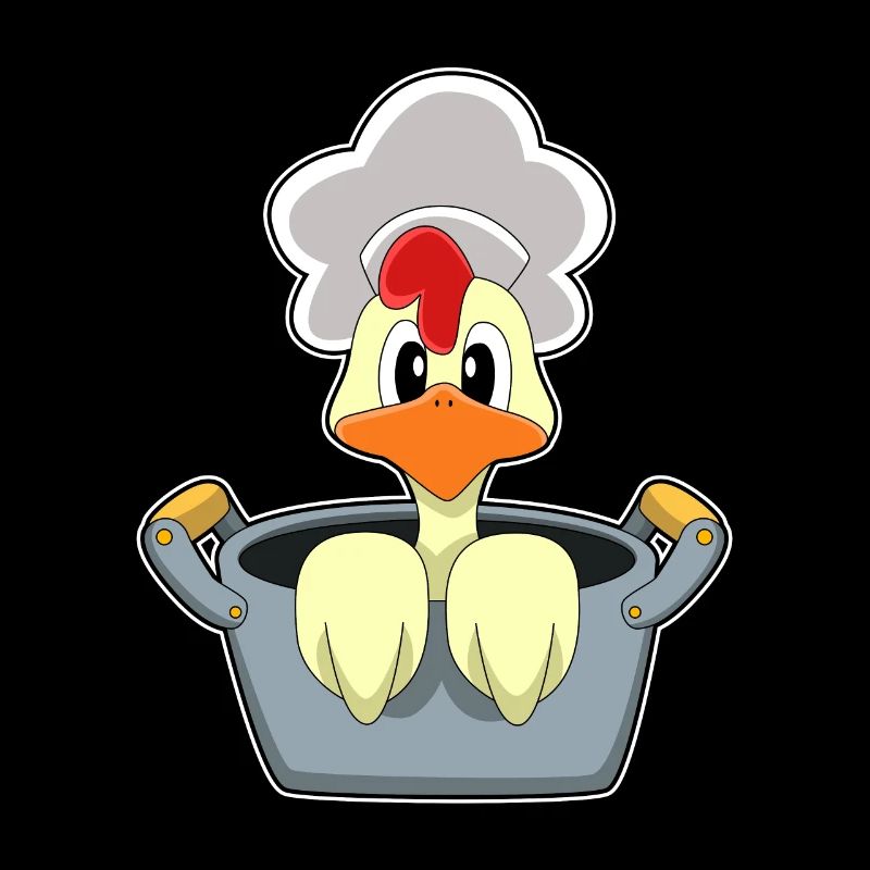 Chicken with cooking pot