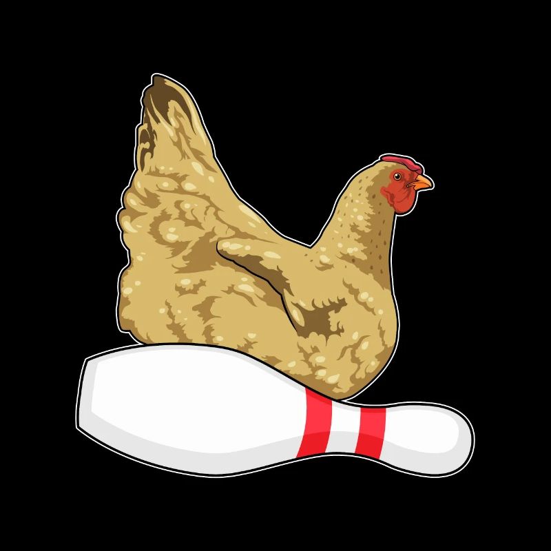 Chicken bowling with bowling pin