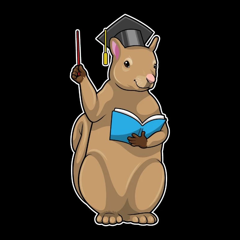 Eichhörnchen als Lehrer mit Buch