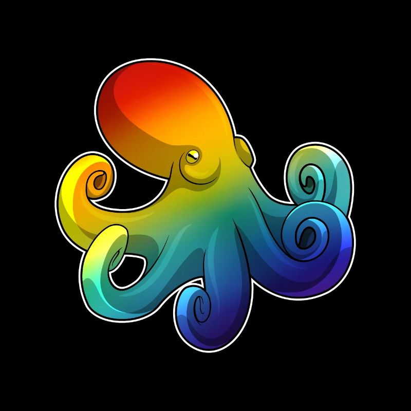 Poulpe avec arc-en-ciel