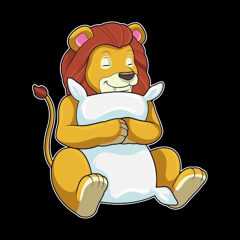 Lion dormant avec des oreillers