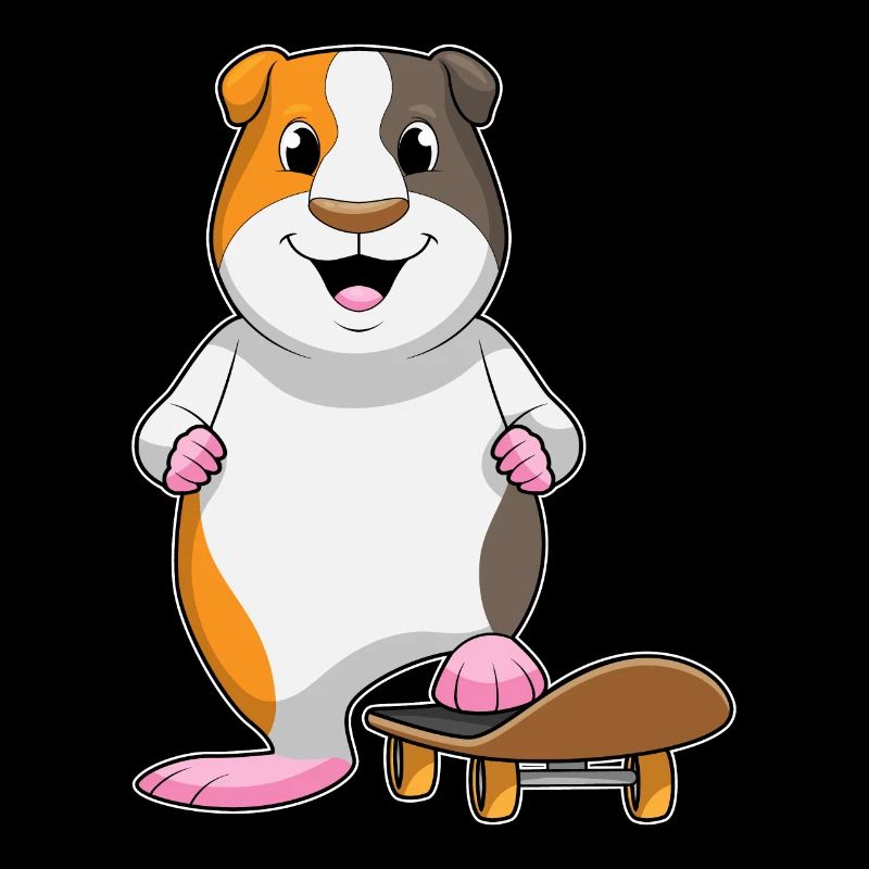 Guinea pig as a skater with skateboard