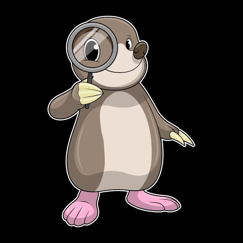 Mole with magnifying glass