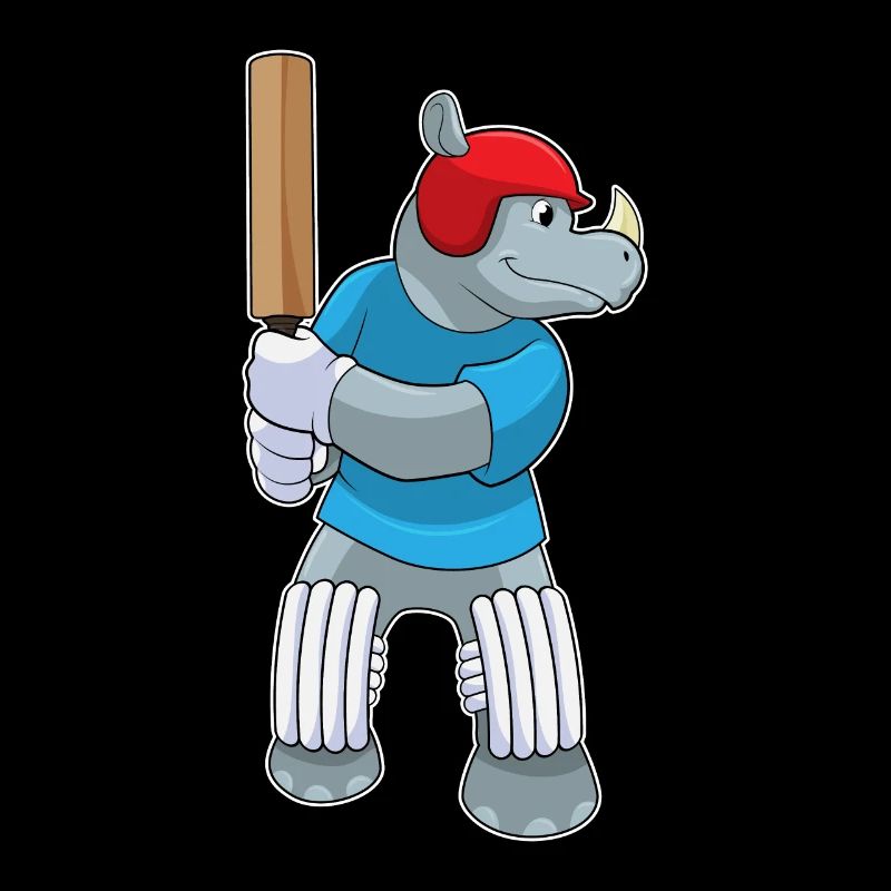 Rhino cricket avec batte de cricket