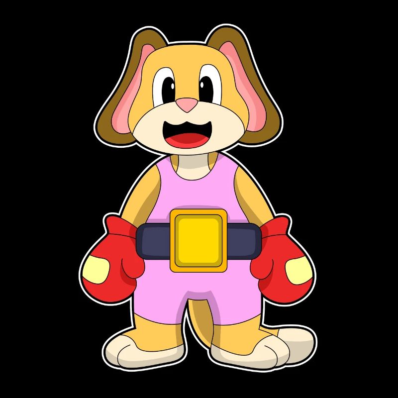 Boxe canine avec des gants de boxe