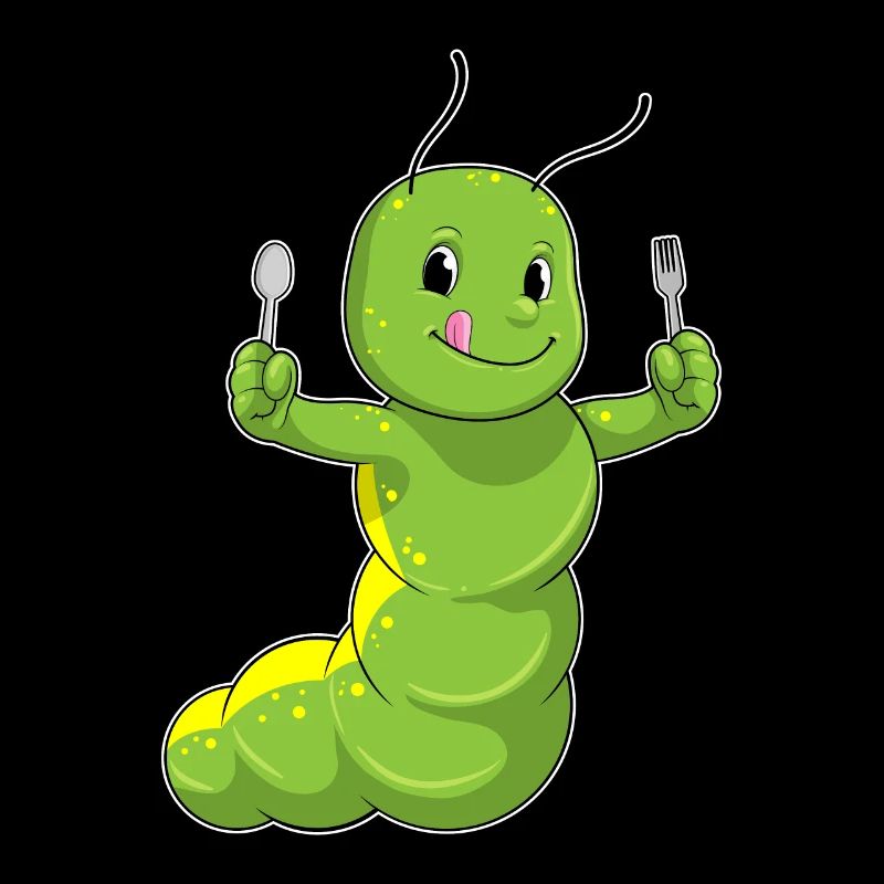 Caterpillar with spoon & fork