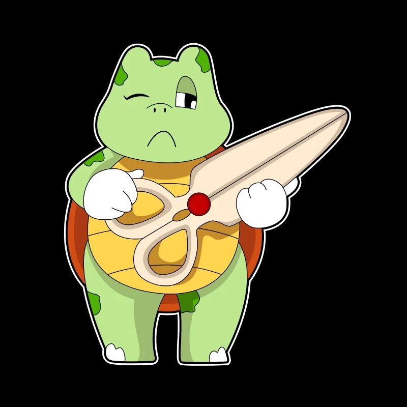 Tortue comme coiffeur avec ciseaux