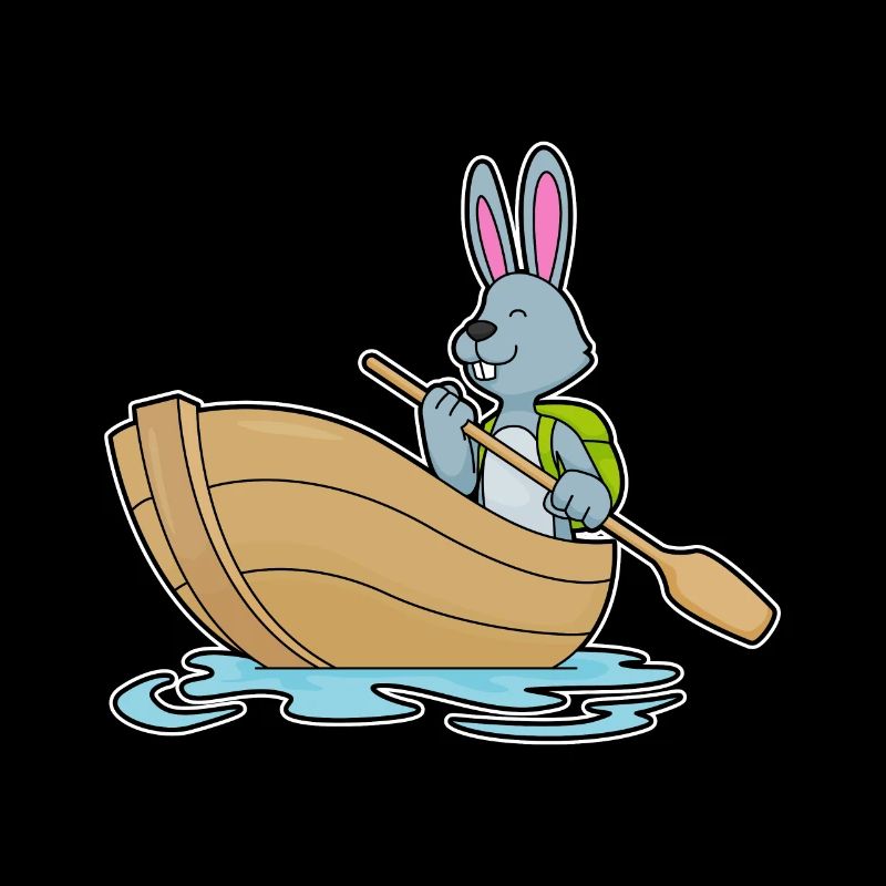 Hase mit Boot & Paddel