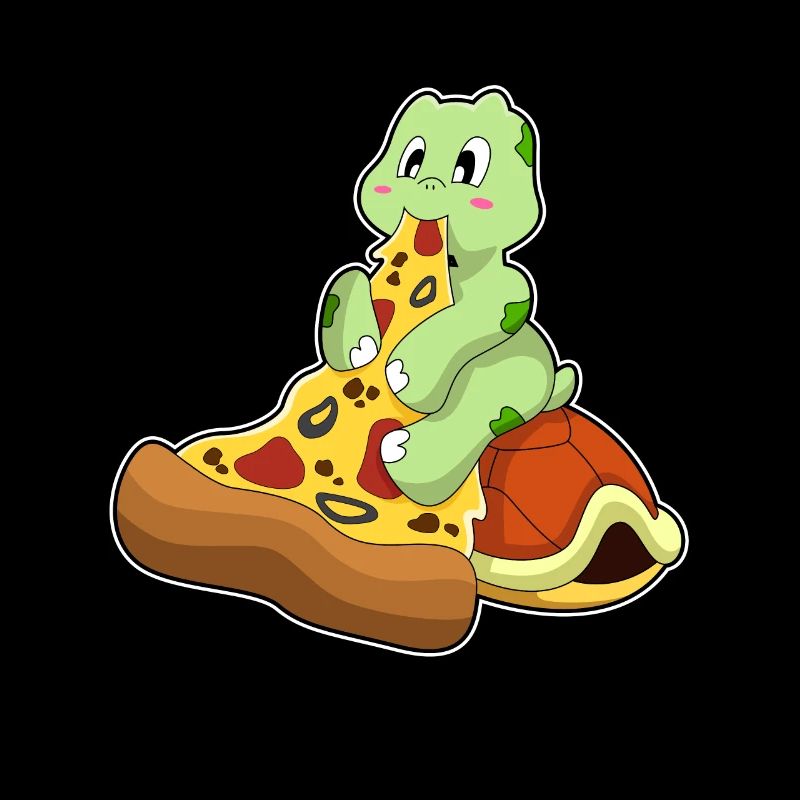 Schildkröte mit Pizza