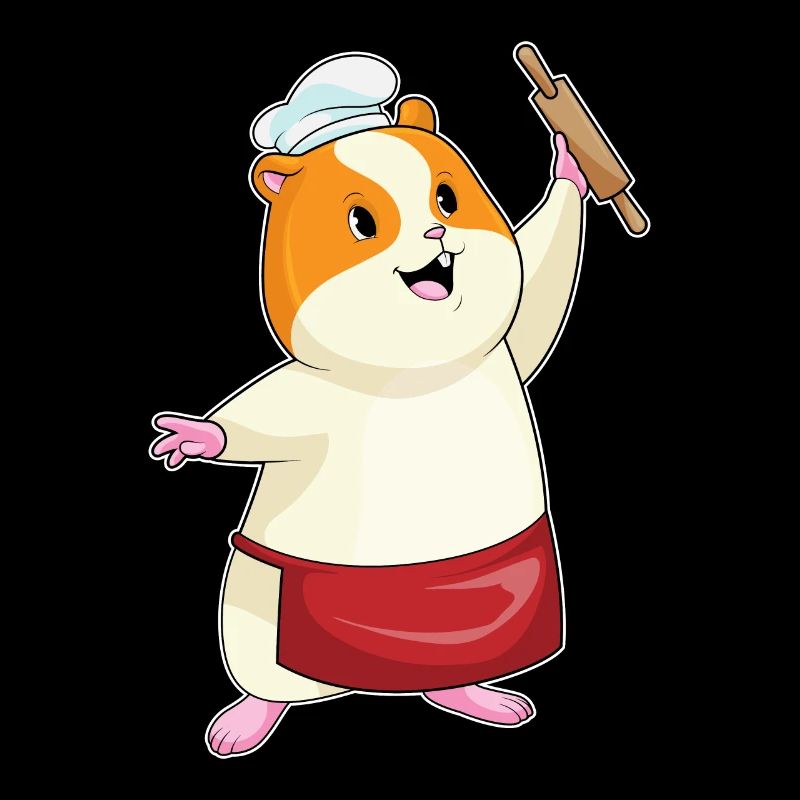 Hamster als Bäcker mit Nudelholz