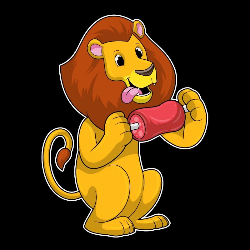 Lion with meat