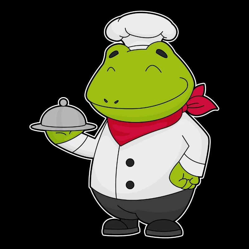 Frosch als Koch mit Servierteller