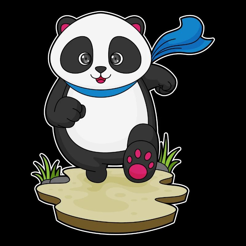 Panda als Jogger mit Schal