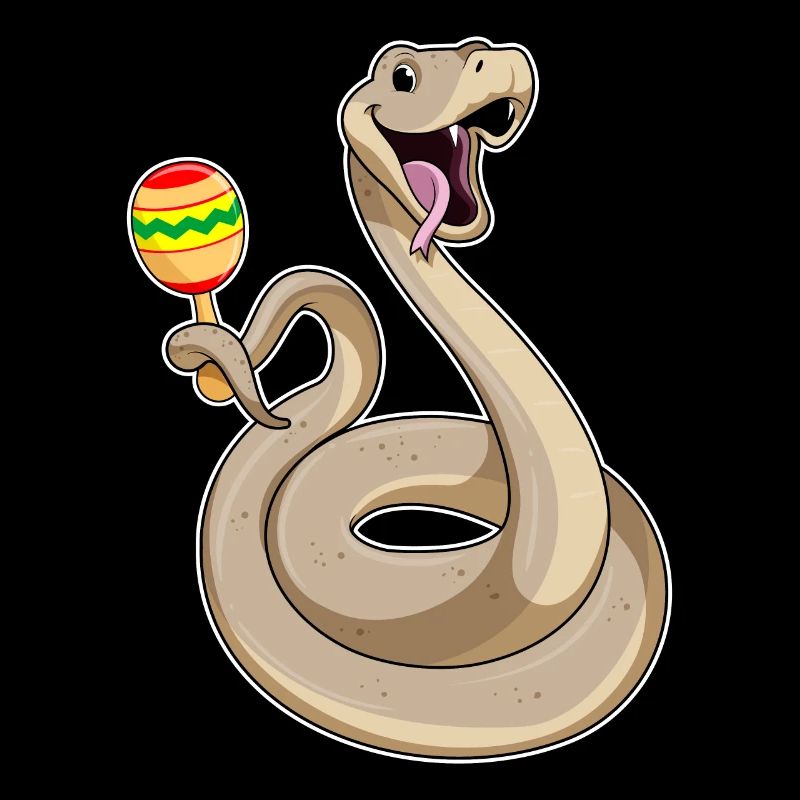 Snake as a musician with rattle