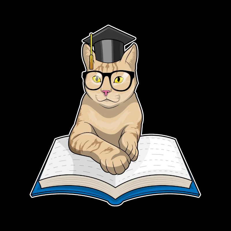 Cat Professor Book Glasses