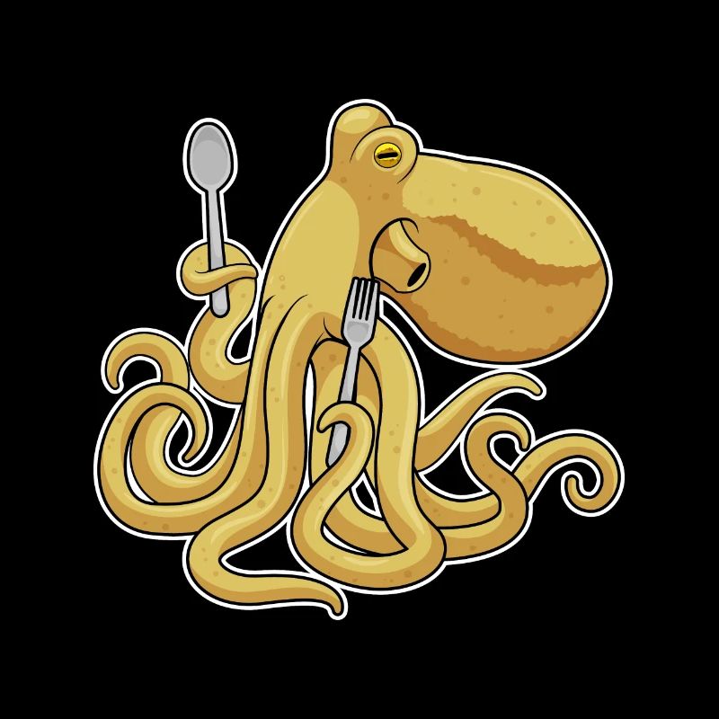 Krake Essen Löffel Gabel