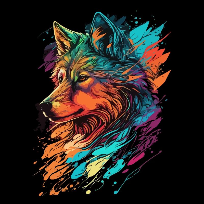 Wolf Head Colorful