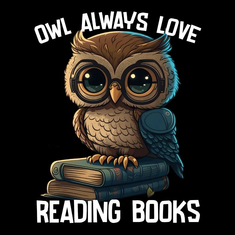 Eule liest immer gerne Bücher