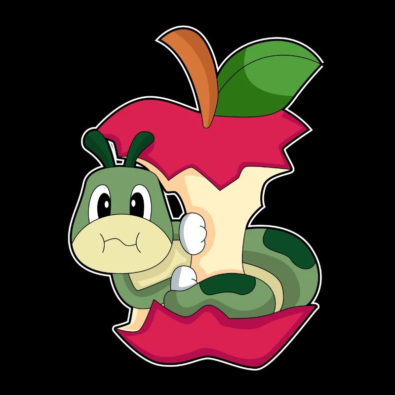 Chenille mangeant de la pomme