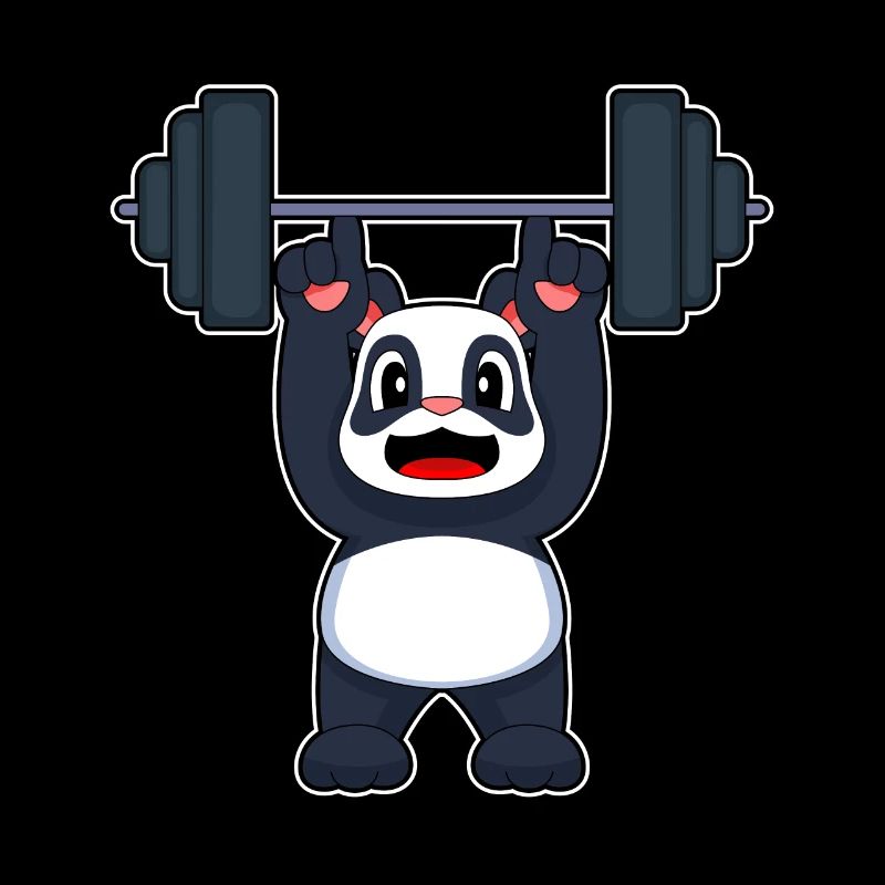 Panda Bodybuilder Musculation avec haltères