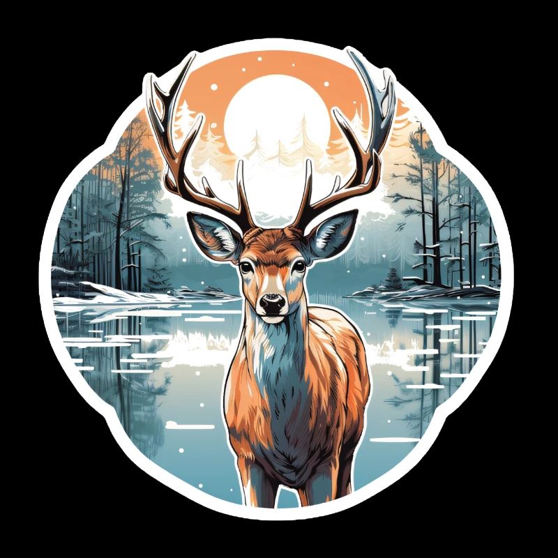 Deer in winter landscape
