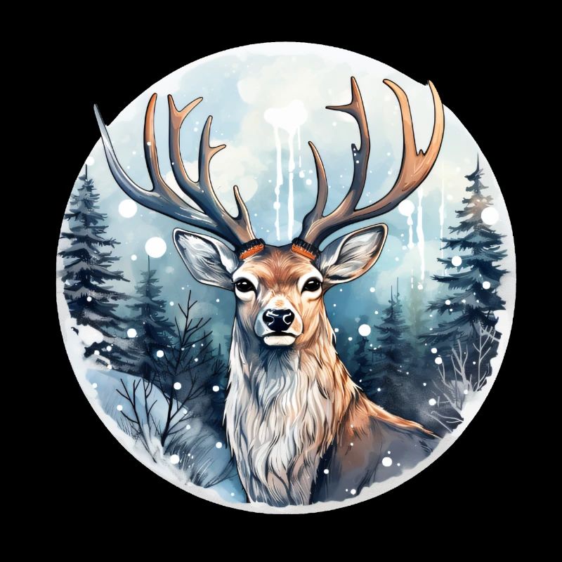 Cerf dans la forêt enneigée