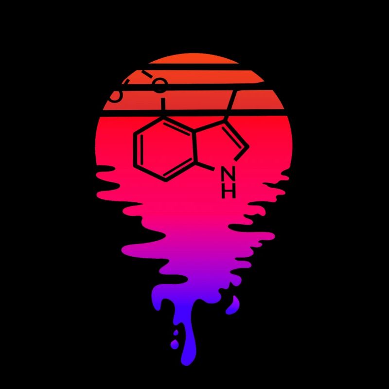 Molécule de psilocybine avec Retro Sunset