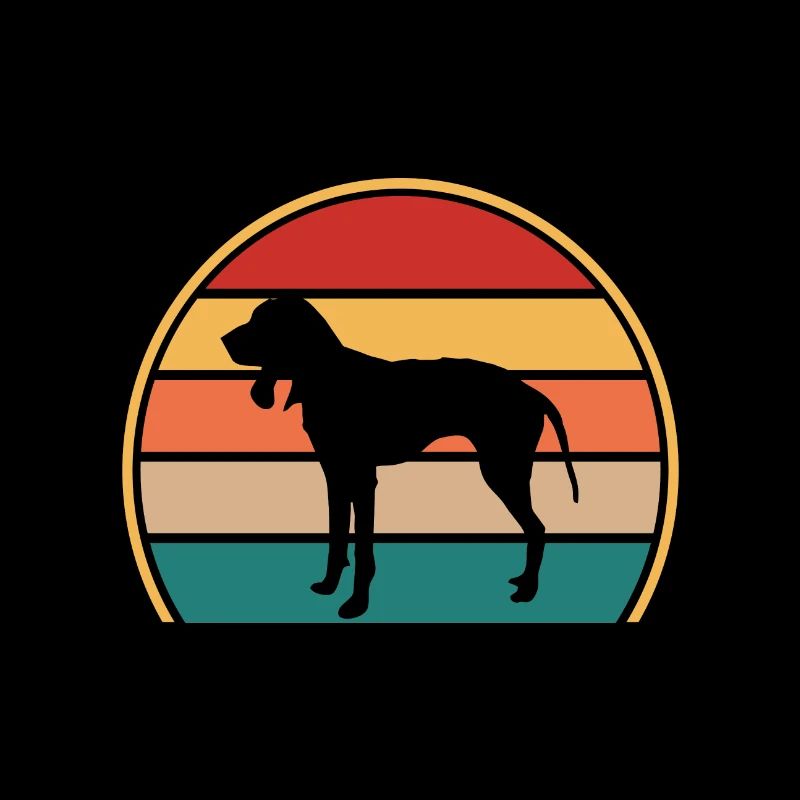 Griffon Bleu De Gascogne Dog Silhouette Retro Sun