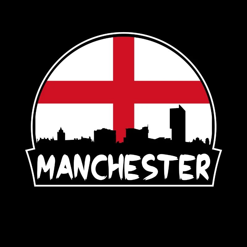 Manchester Angleterre Drapeau Skyline Silhouette Voyage