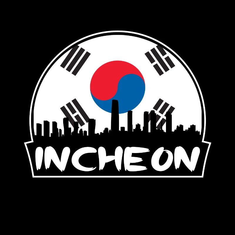 Incheon Corée du Sud Drapeau Skyline Silhouette Voyage