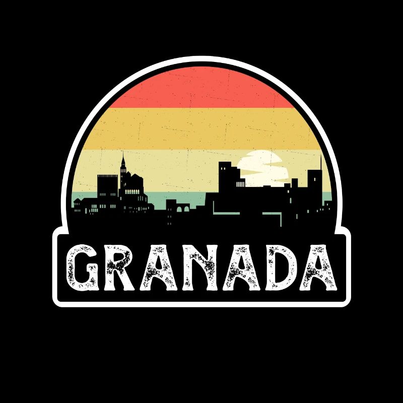Granada Spain Flag Skyline Travel Souvenir