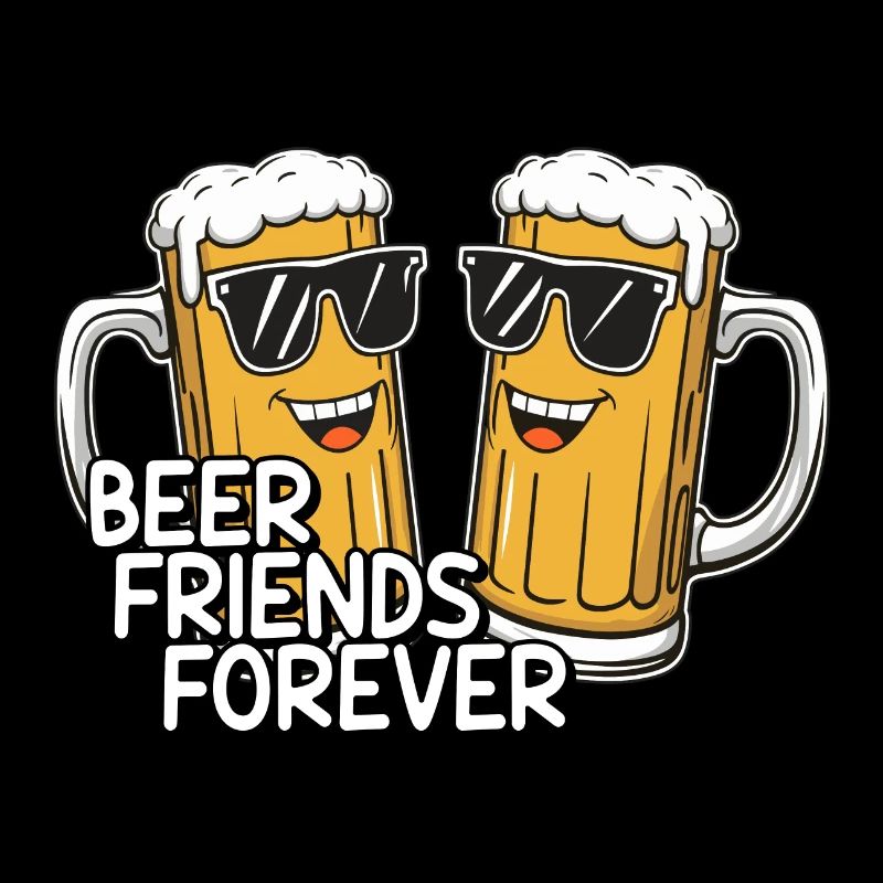 Two funny beer mugs with sunglasses Beer