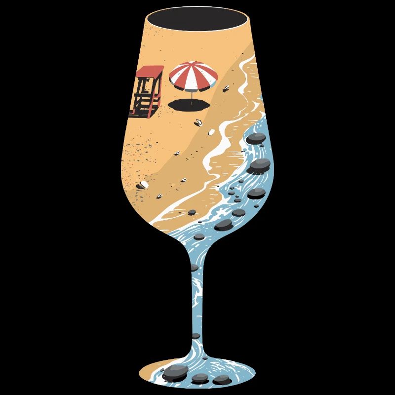 Plage d’été et mer dans un verre de vin pour