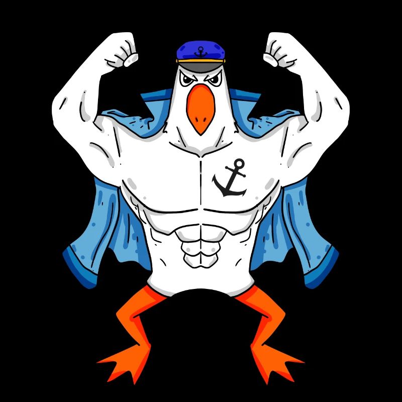 Muskelöse Seemöwe mit Anker Tattoo Möwe Geschenk