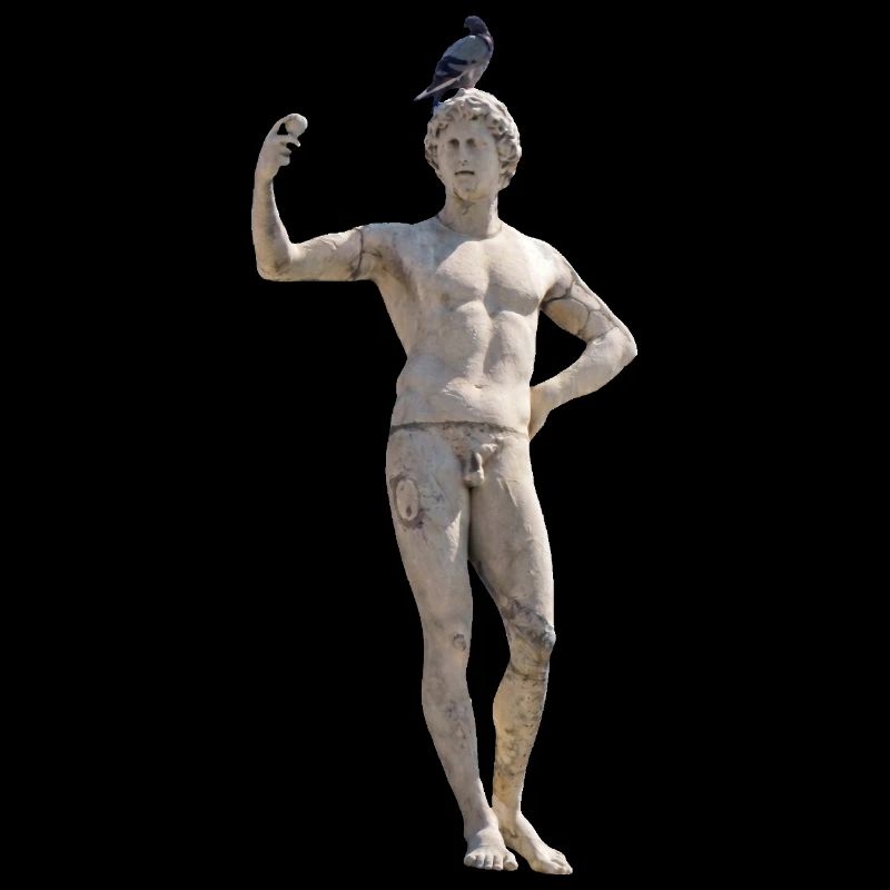 Roman statue with dove on its head
