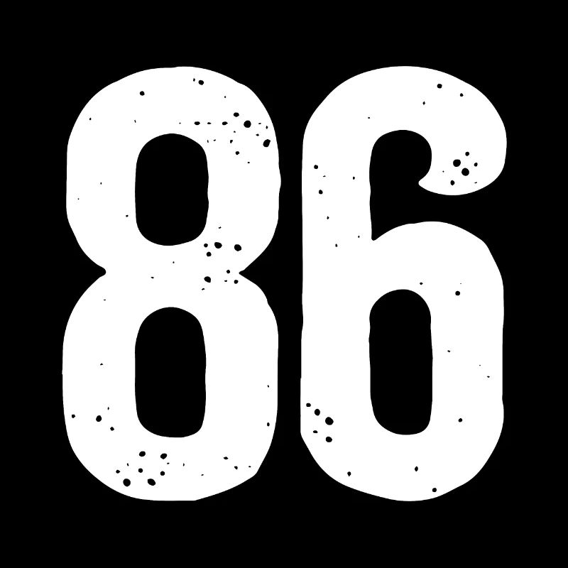 86 Numbers White