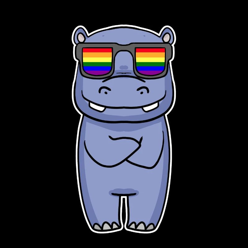 Regenbogen - Nilpferd mit Brille