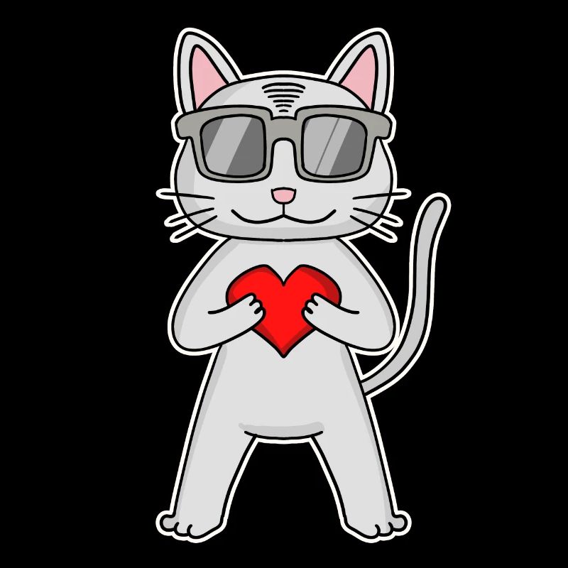 Chat avec coeur et lunettes - Devon Rex
