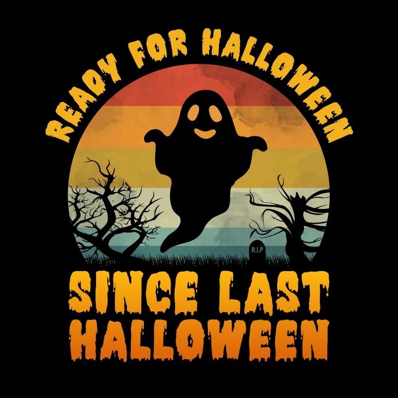 Ready for Halloween Ghost Retro Sunset
