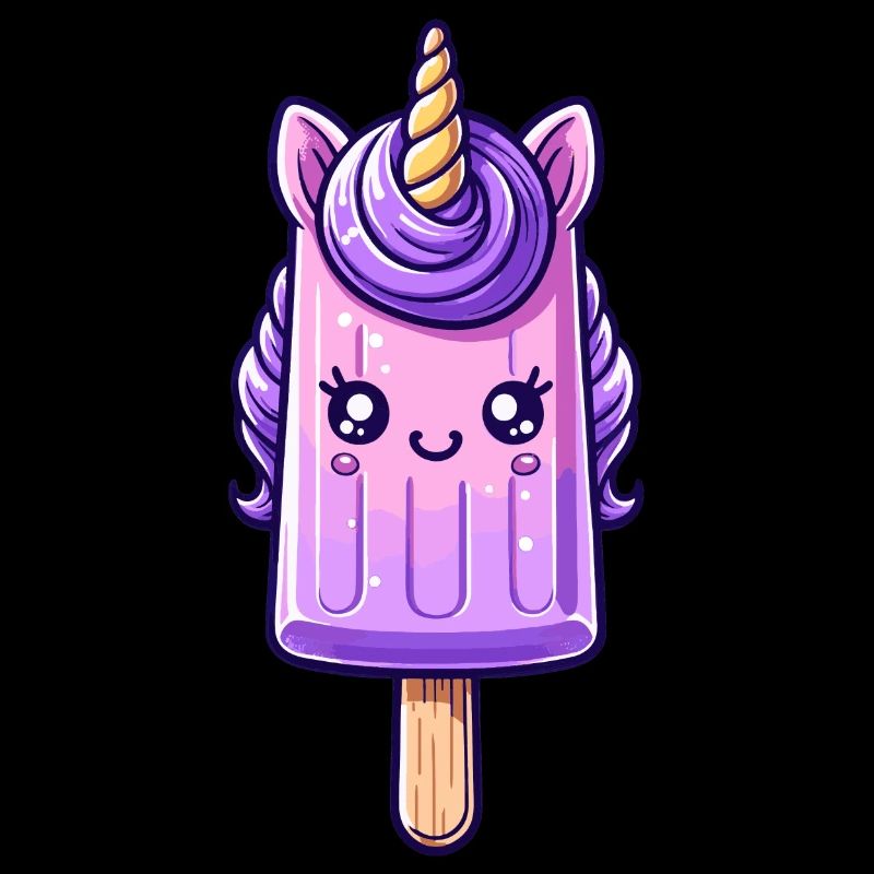 Ein Eis am Stil in Form eines lila Einhorns