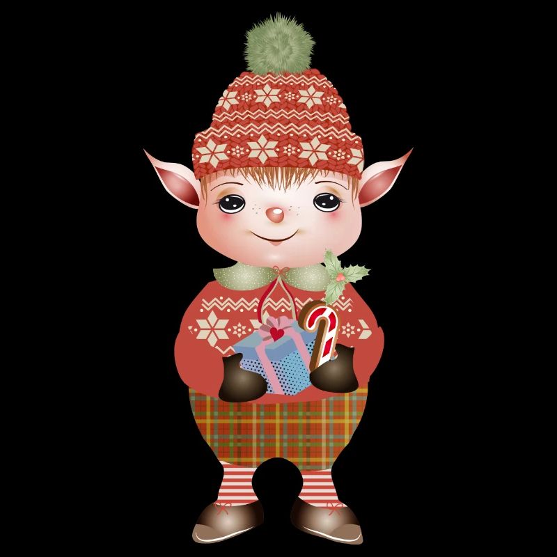 Adorable lutin de Noël mignon avec cadeau