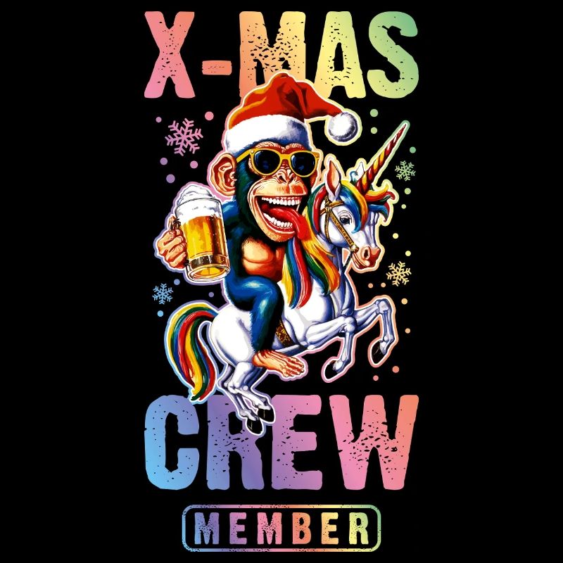 Xmas Crew Weihnachten Affe Einhorn