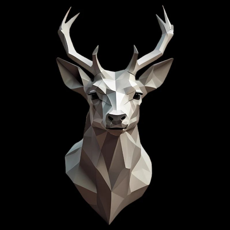 Geometric Deer Head Low-Poly