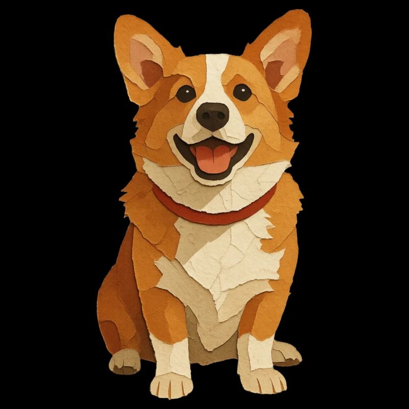 Portrait de papier Corgi - Collage