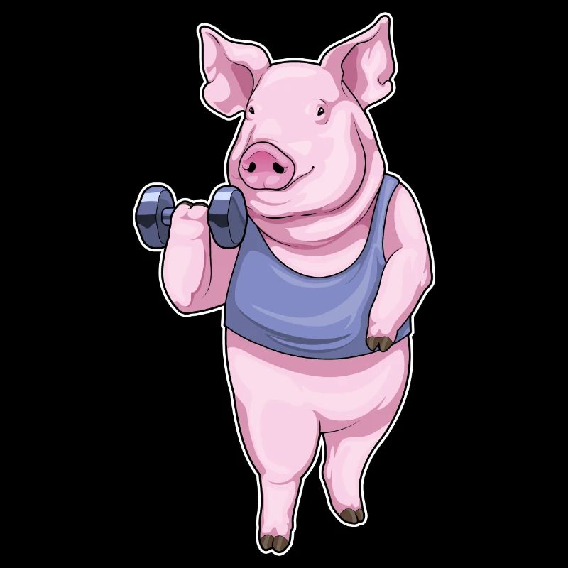 Bodybuilder cochon avec haltères